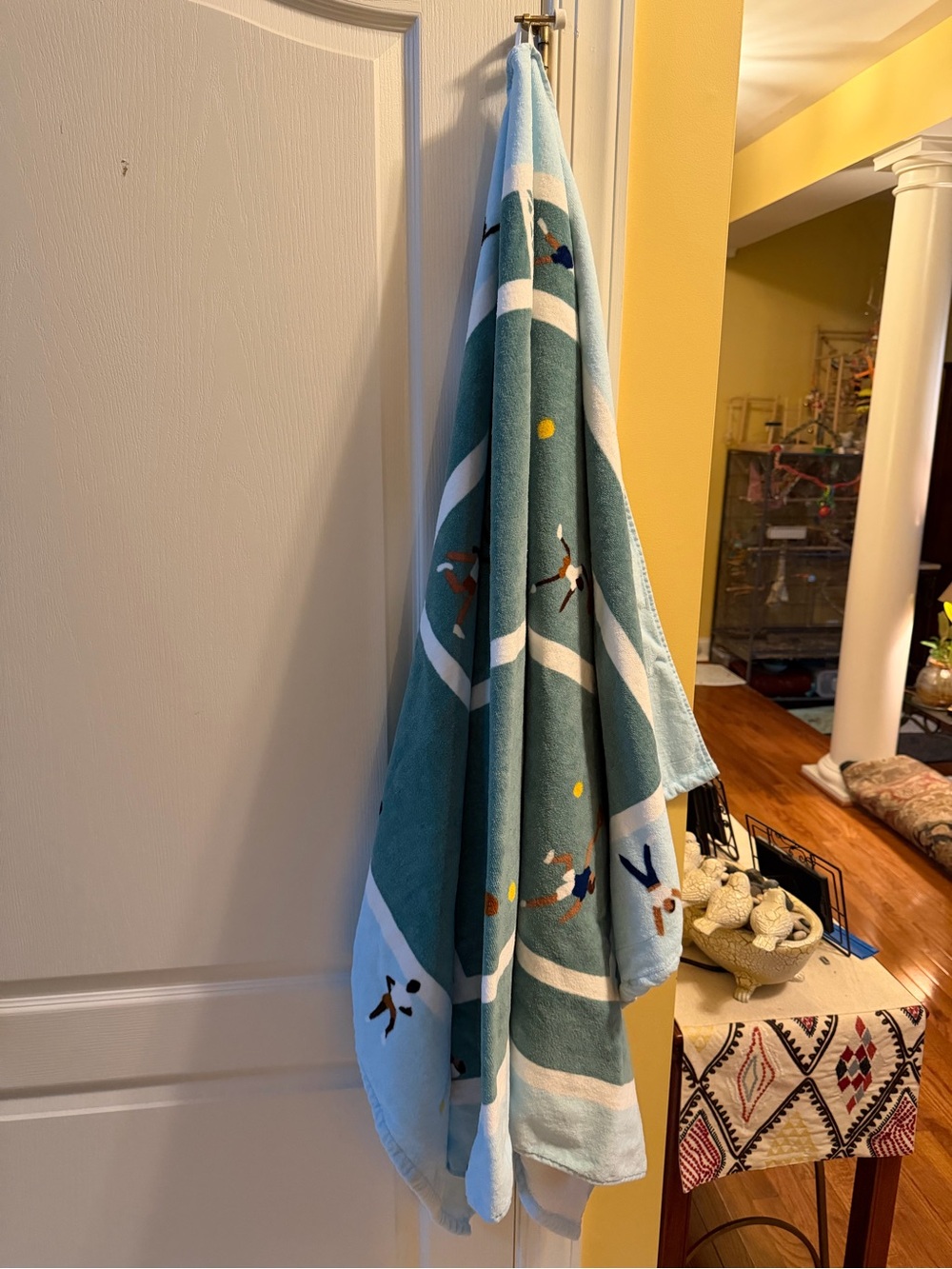 West Elm Tennis Court Graphic Oversized Beach Blanket - Teal & Light Blue - Picture 3 of 4